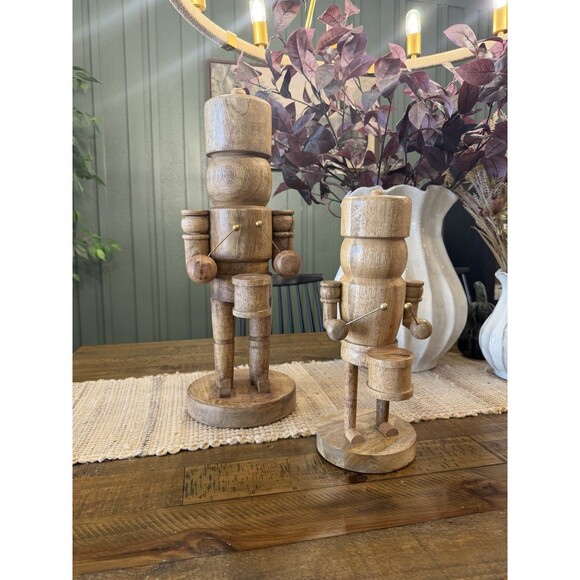Set of 2 REAL Big Mango Wood Nutcrackers 20” & 14” – Pottery Barn Style NEW - Picture 1 of 8